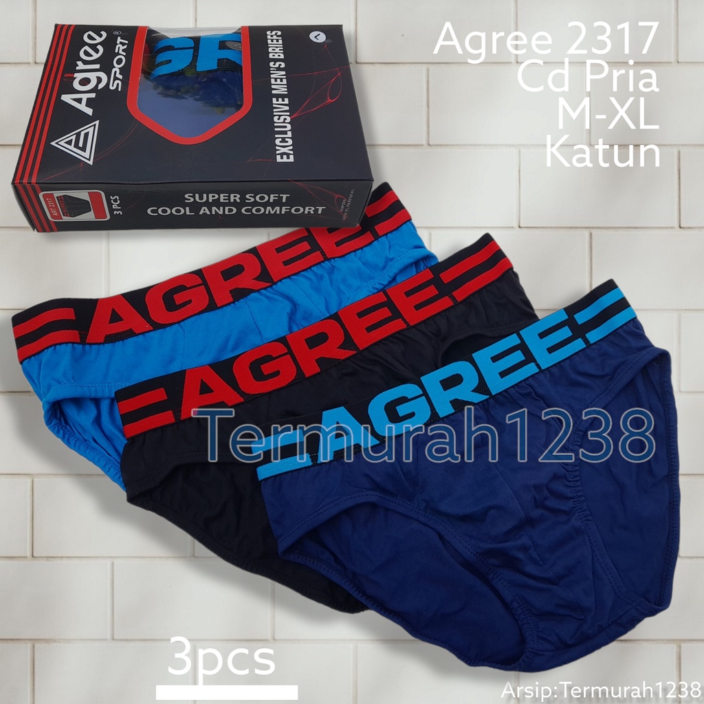 Celana Dalam Pria Agree Sport 2317 | CD Bahan Katun 1Box Isi 3 Pcs Karet Boxer