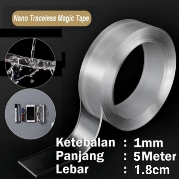 

Double tape isolasi bening 1.8x500cm tebal 1mm dobel tip transparan