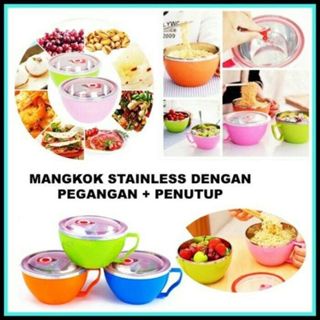 IKILOSHOP Fresh Bowl mangkok stainless steel dengan pegangan dan tutup untuk Makanan