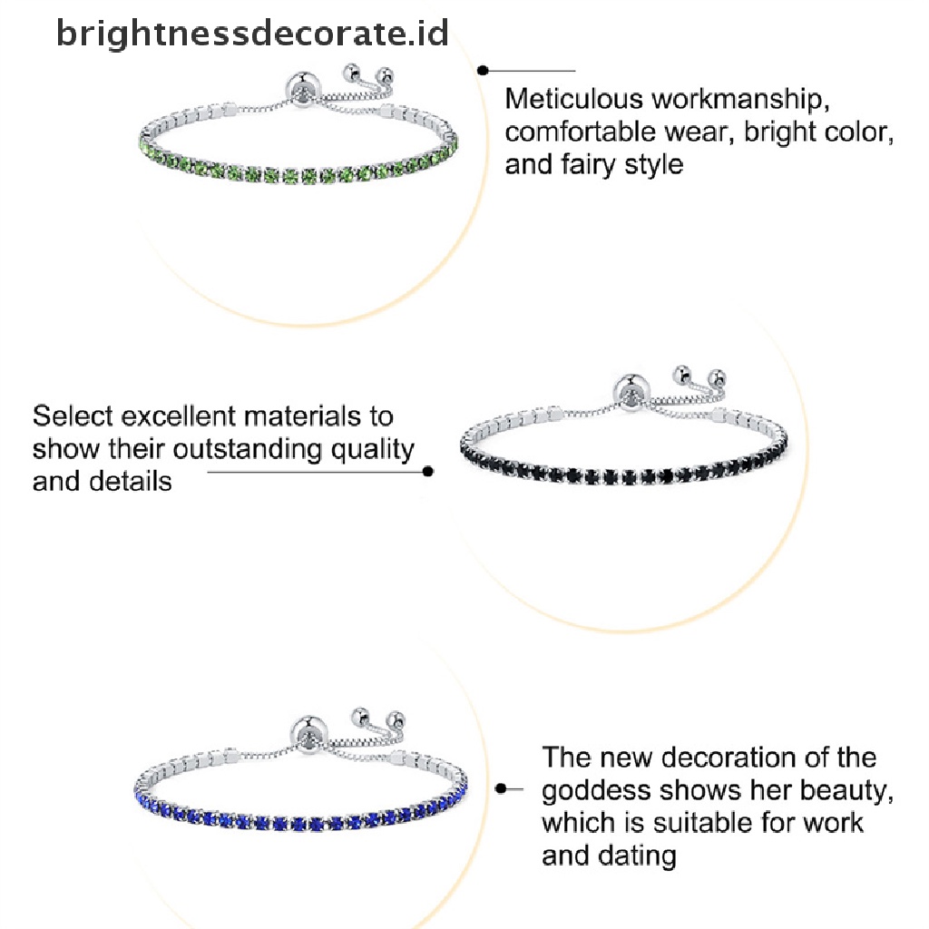 [Birth] Gelang Tenis Kristal Bening Baru Untuk Wanita Gelang Cubic Hip Pop Accessorie [ID]