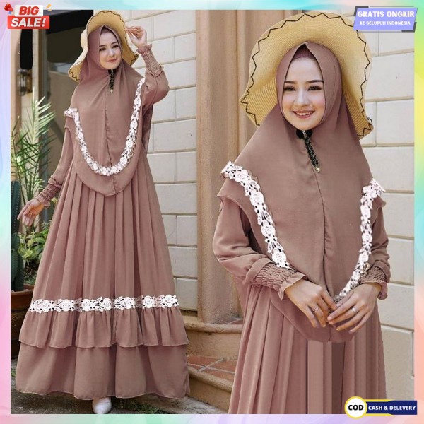 Baju Gamis Bahan Katun Airflow Crinkle Polos Adem Wanita Remaja Elegan Terbaru 2023 Kekinian Untuk K