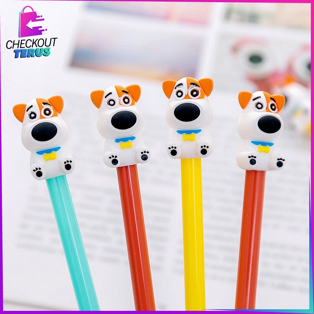 CT A47 Pulpen Gel Karakter Puppy Lucu 0.5mm Motif Polos Alat Tulis Pena Cair Doggie Perlengkapan Sekolah Korean Style Import