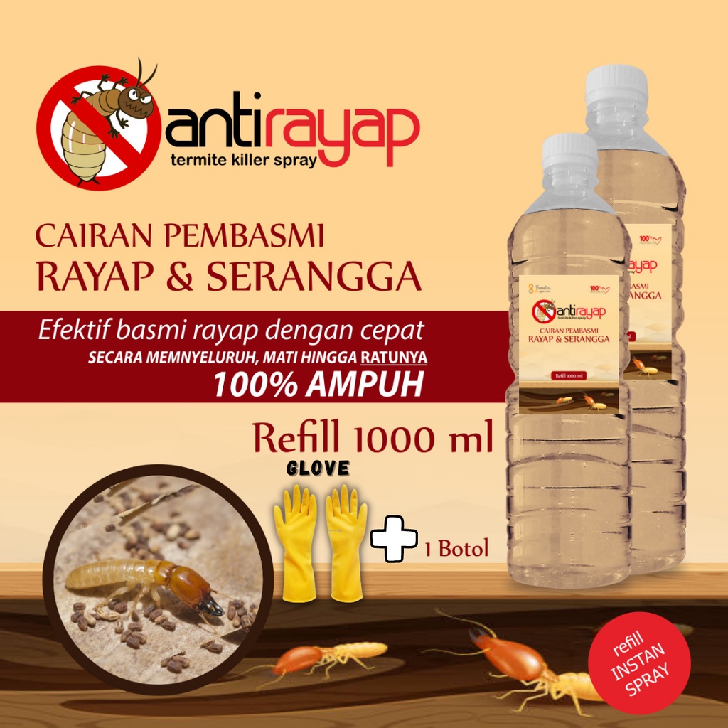 Obat Cairan Anti Rayap Pembasmi Rayap Racun Refiil Kemasan 1 Liter Botol Pet