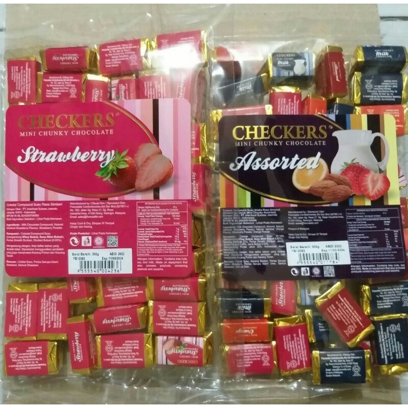 

HALAL CHECKERS MINI CHUNKY CHOCOLATE ASSORTED COKLAT MINI MALAYSIA 300GR