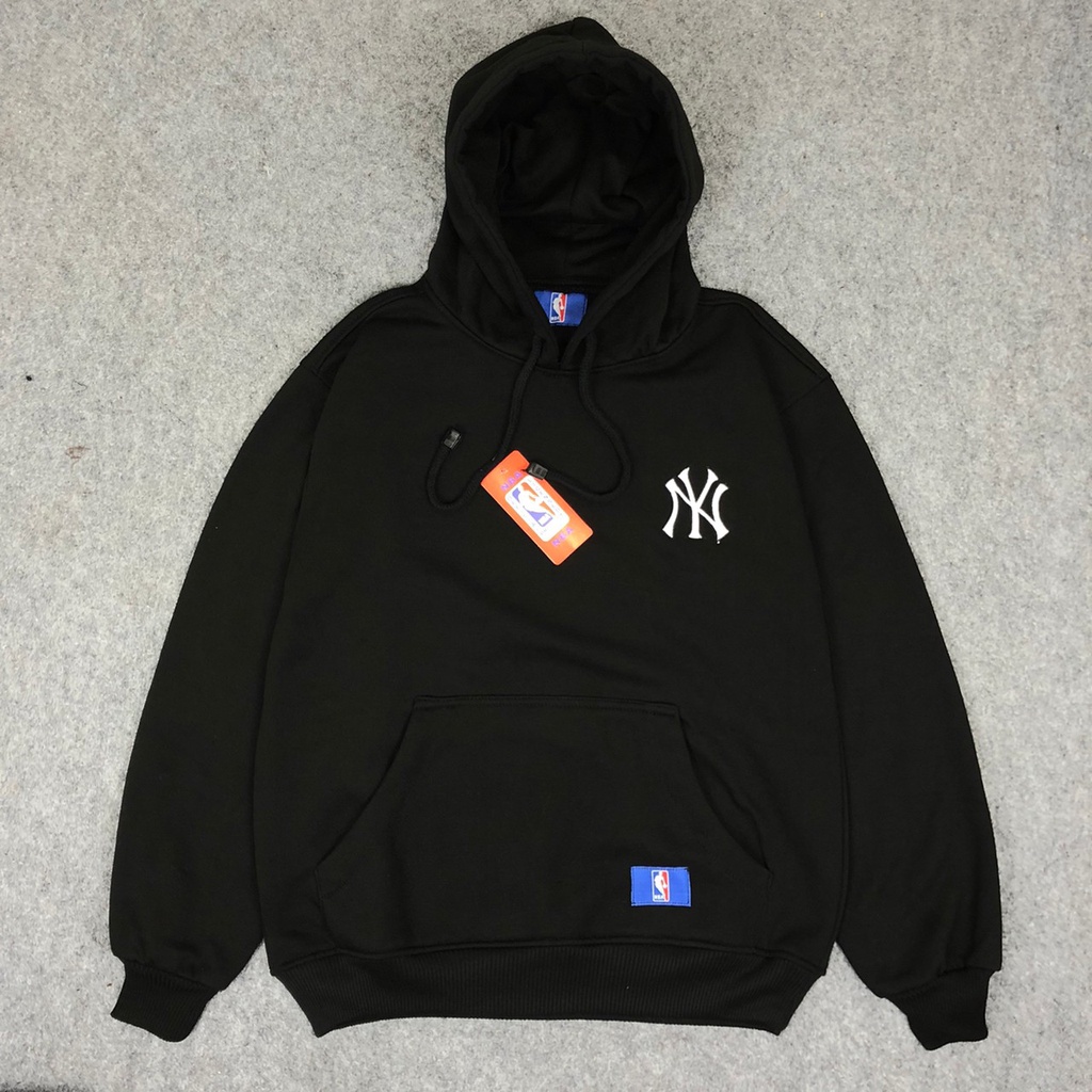 HOODIE NYC HITAM POLOS BAHAN KATUN UKURAN SIZE M L XL XXL