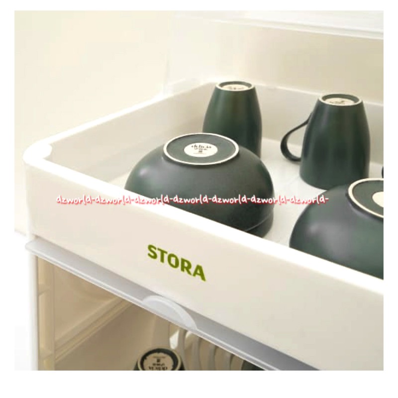 Stora Shelf Dish 2tier With Top White Rak Piring 2tingkat Dengan Tutup Warna Putih Mudah dipindahkan Storage