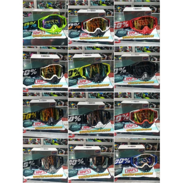 Kacamata Cross Goggle 100% Lengkap Box Kaca Cadangan untuk Helm JPX GIX Cross KLX CRF