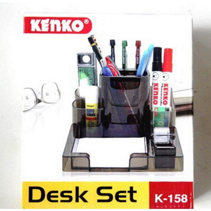 

Terlaris ✨ -Tempat Alat Tulis Desk Set Stationary Hitam - Kenko K-158- 2.1.23
