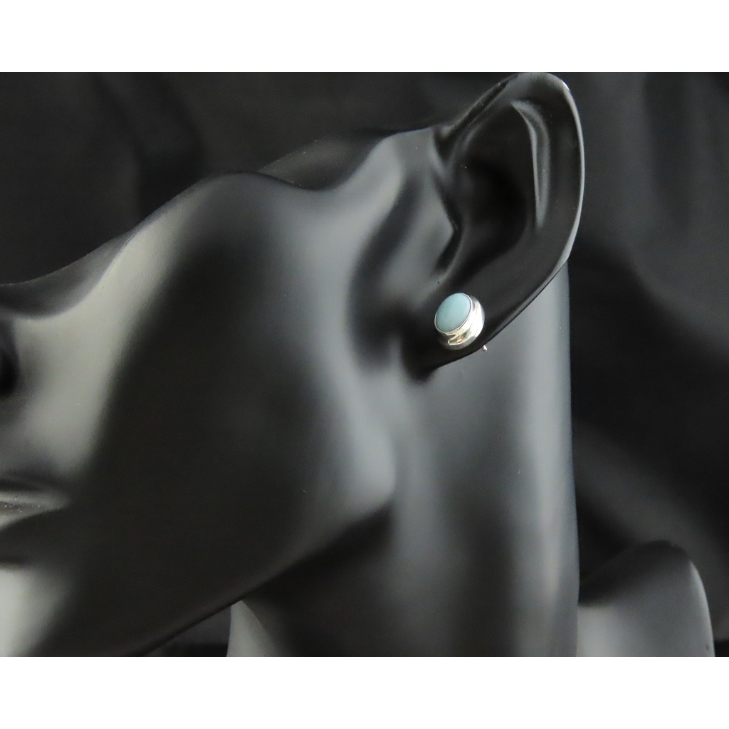 Anting Perak Model Stud dengan Permata Larimar