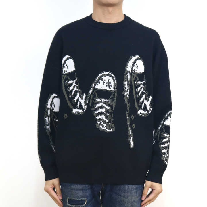 sweatshirt rajut oblong crew-neck tebal pari&amp;wanita