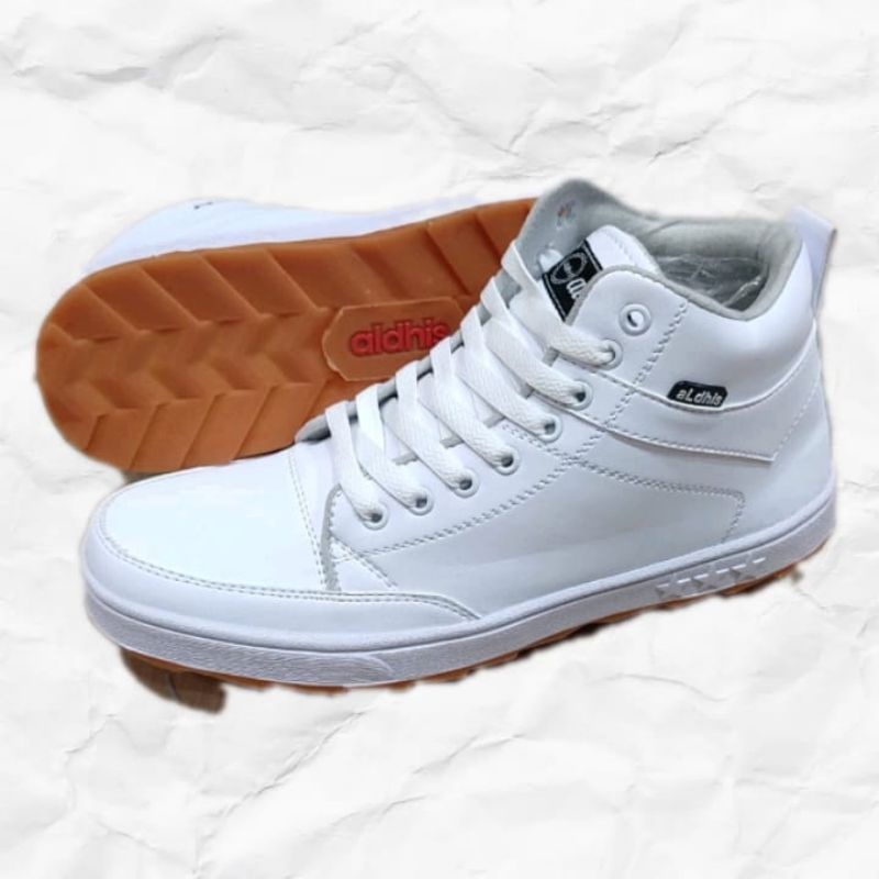 Sepatu Hitam Sneakers Pria Aldhis HP 230 Full putih polos Sneaker Cowok Keren Terbaru 2022 Original Buat Sekolah dan Kerja