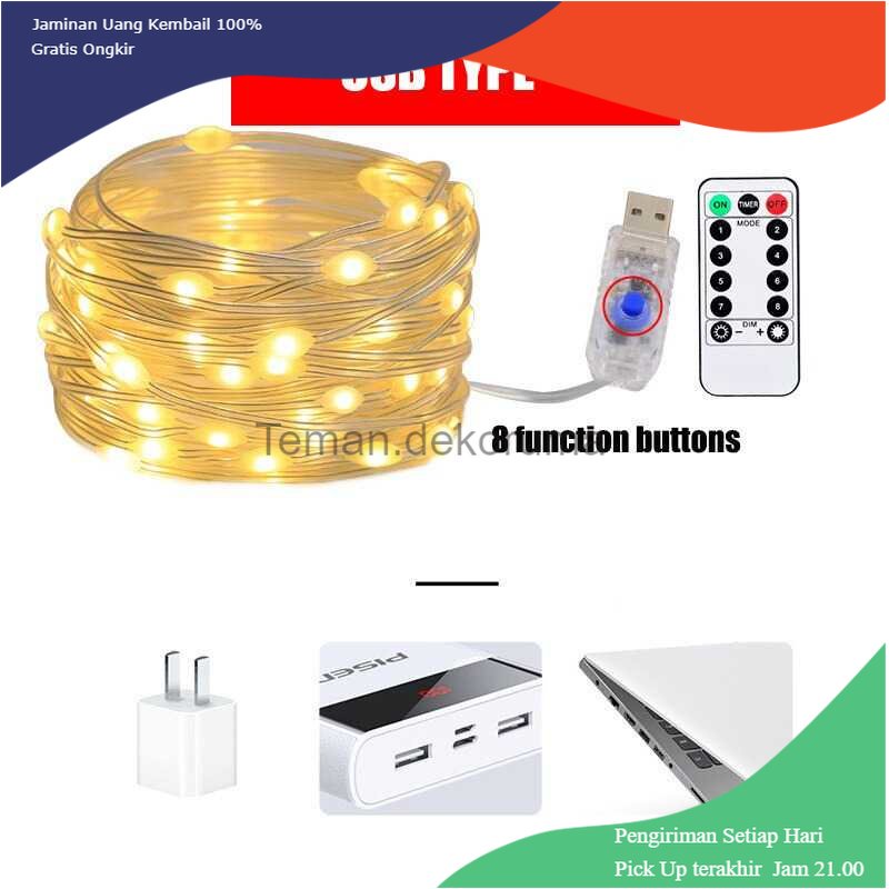 TD - LMP ANBLUB Lampu String Hias Dekorasi USB Waterproof 100 LED 10M + Remote - LISM-13