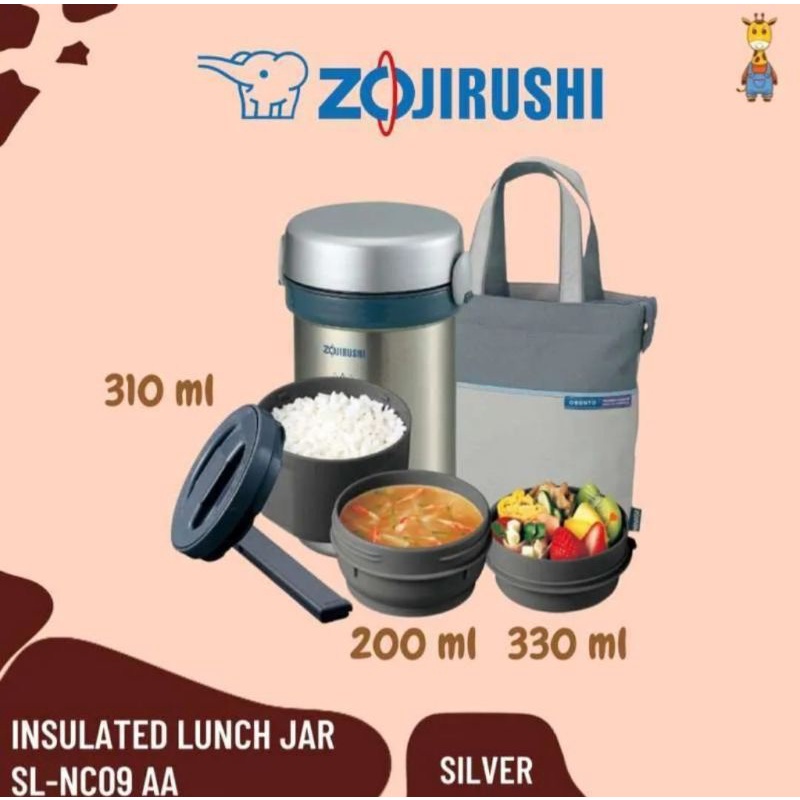 Zojirushi Lunch Jar Set Tempat Makan  [3 Susun] SL-NC 09 ST 1 5lt