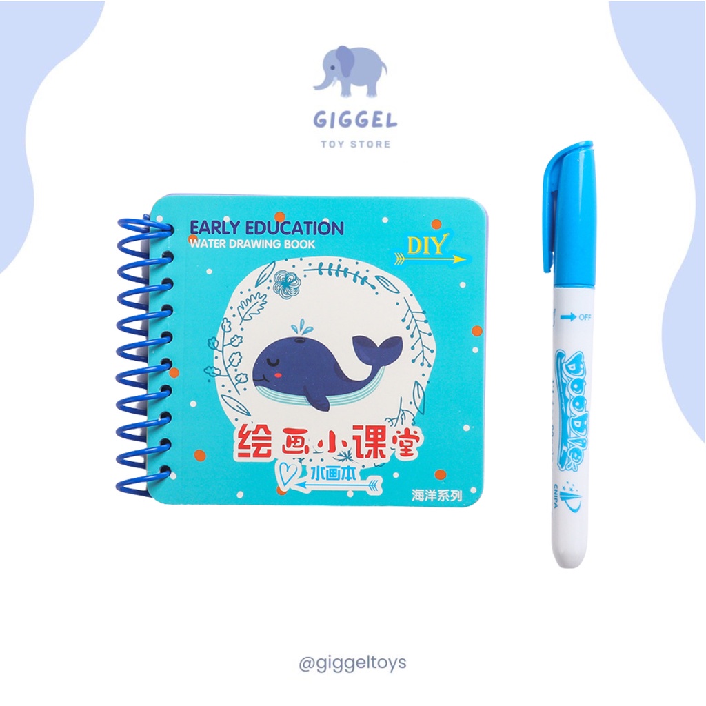 [ Giggel ] MINI WATER DRAWING BOOK / water doodle book/ mainan anak water doodle kecil buku spiral/ magic water book