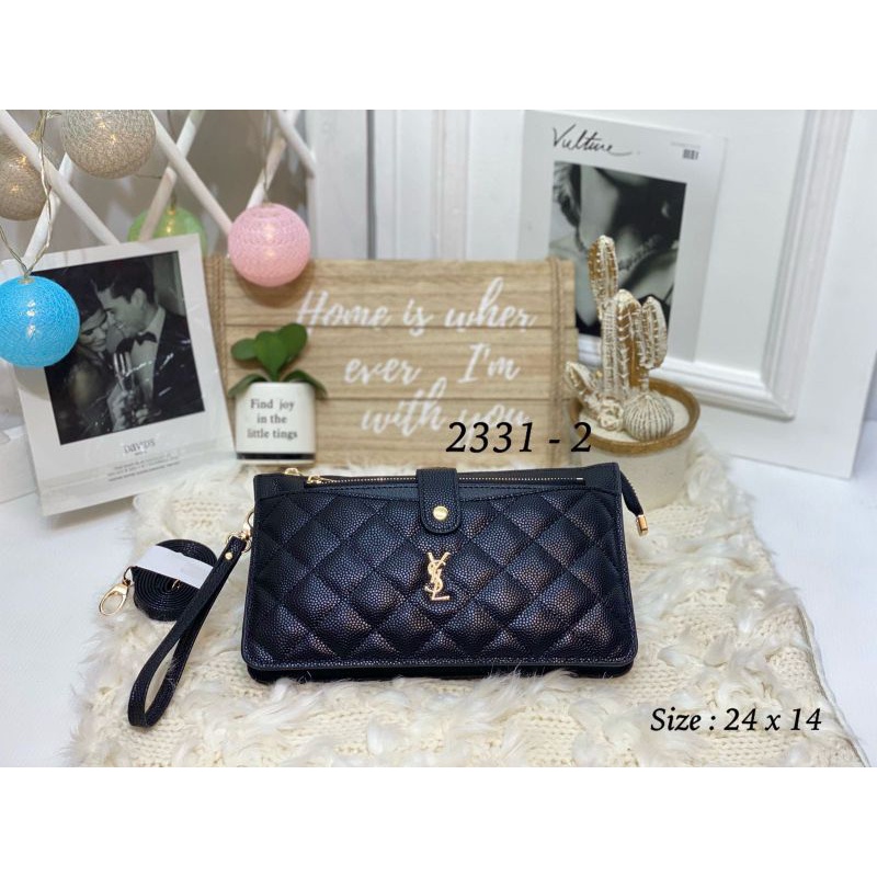 Clutch 2331M Caviar  3 Ruang Kancing Depan Import Premium