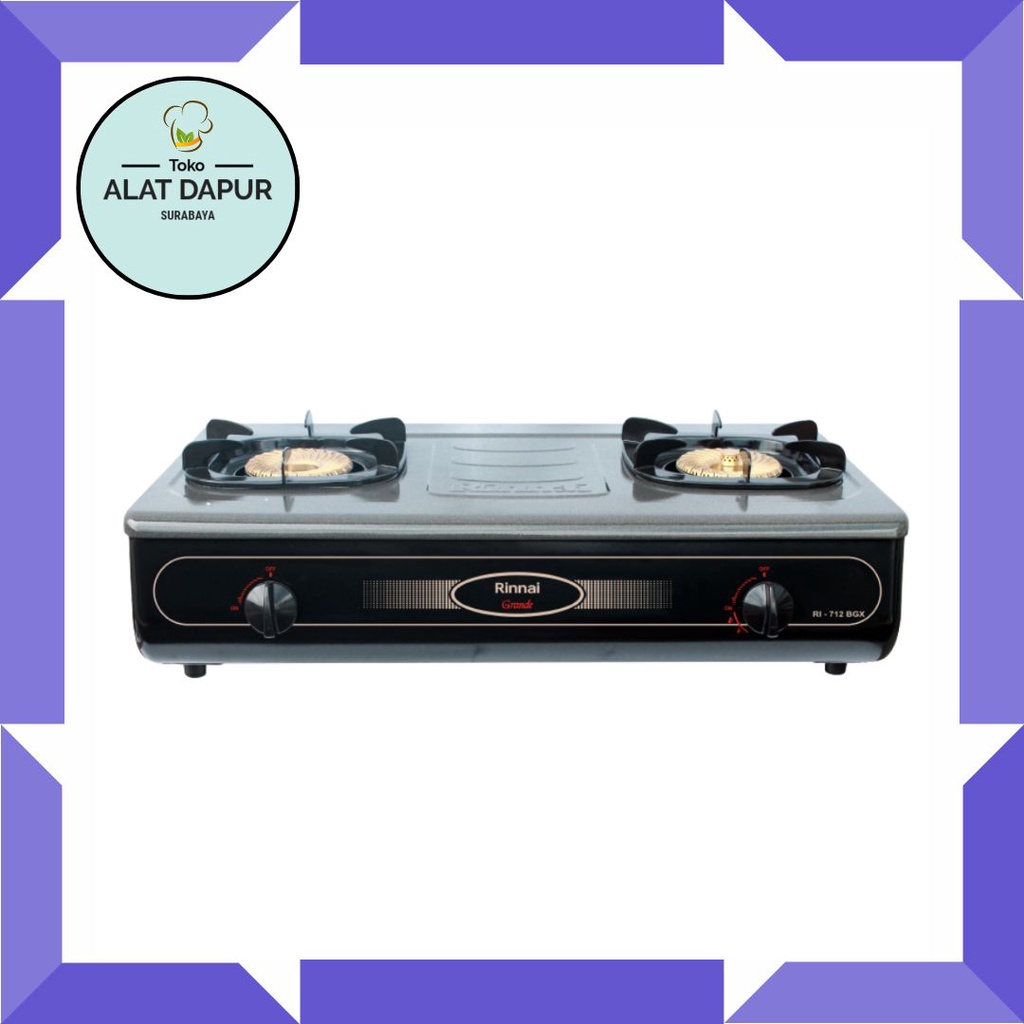 Kompor Gas 2 tungku Tornado Api Besar Biru RINNAI RI 712BGX - 712 BGX - RI712BGX SNI Original