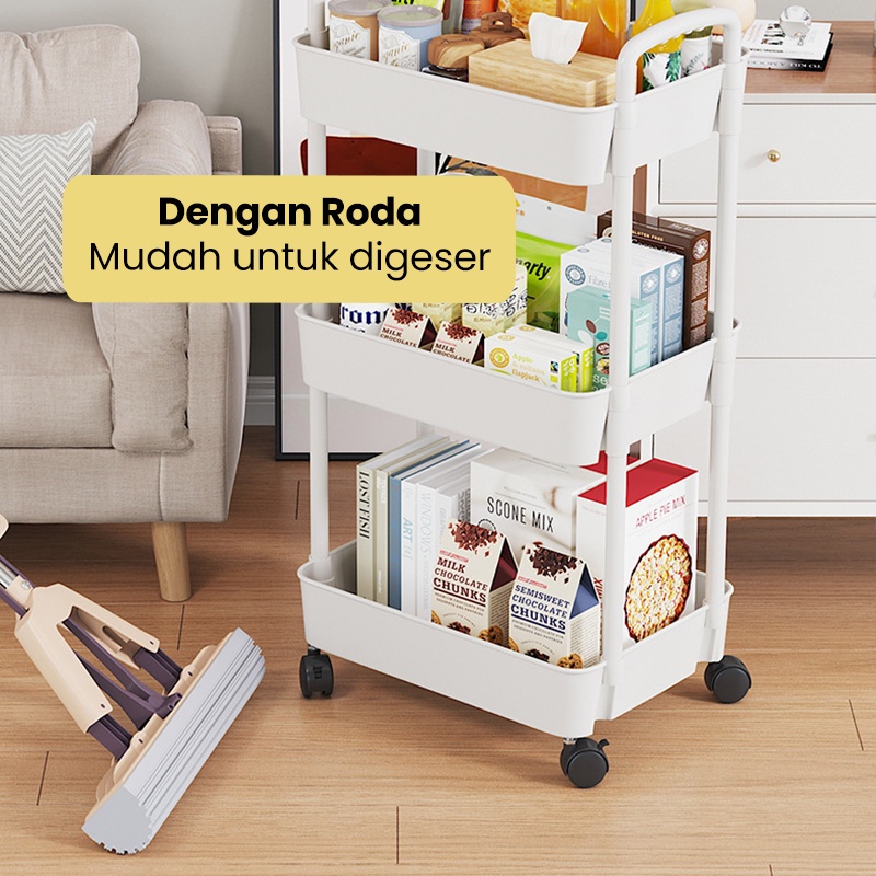 KAGK Rak Troli Dapur Rak Trolley Kamar Mandi Serbaguna Rak Kamar Tidur 3 &amp; 4 Tingkat