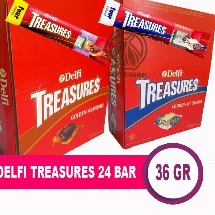 

♔ Delfi Treasure Box Isi 24 Bar Pak X 36gr Coklat Golden Almond Cookies and Cream - Cokelat Delfi Treasures 96pcs X 9 gr Kiloan ♥