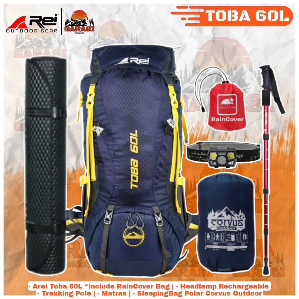 Jual Tas Gunung Carrier Rei Arei Toba 60l Arei Rei Toba 60l Paket Lengkap Rei Toba 60l Paket 