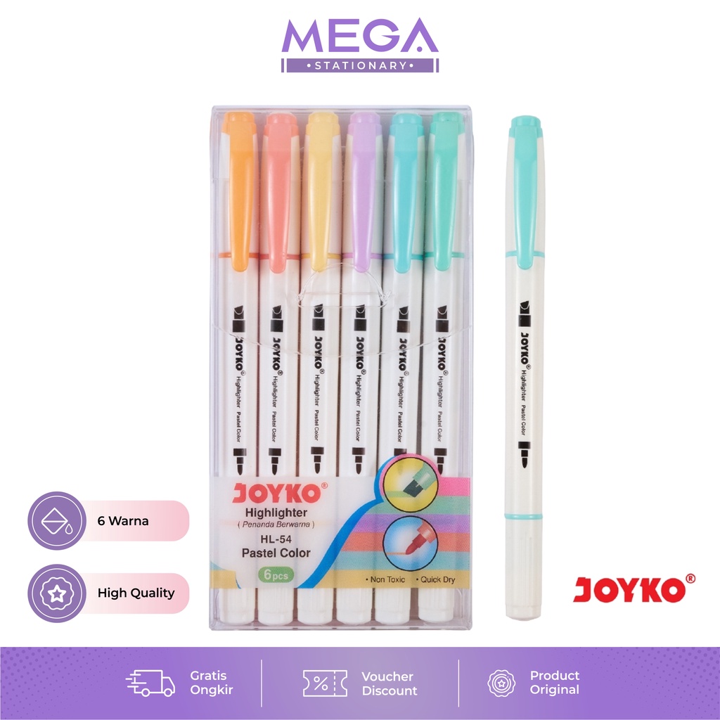 

Highlighter Penanda Joyko HL-54 1 Set 6 Pcs 6 Warna / Satuan