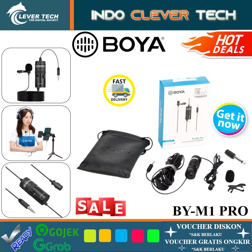 BOYA BY-M1 Pro Lavalier Clip On Mic Microphone for DSLR Camera Smartphone Camcorder PC