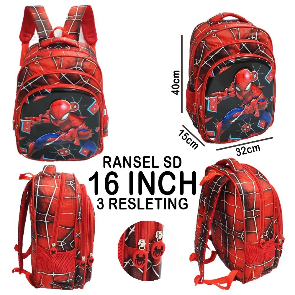 Tas RANSEL Anak Laki Laki SD Timbul  Kantung Ukuran Besar IMPORT ( Body Sun Happy Zoom Ruby Batok Mite16inch  )