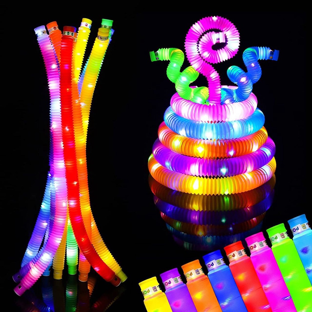 Mainan Anak Light Up Pop Pipes LED / Selang Untuk Melatih Kreativitas Anak / Sensory Fidget Tube Toys /POP TUBES LAMPU LED/ PIPA LED /Murah Import