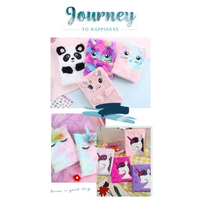

Terlaris ✨ -Notebook unicorn buku tulis agenda diary fur bulu NB01 NB02 NB03- 2.1.23