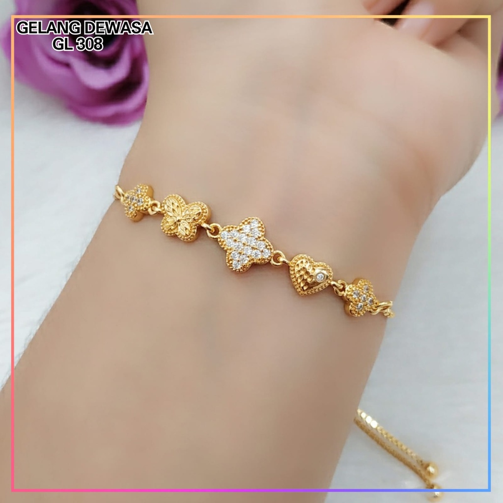 Gelang xuping gelang dewasa serut kupu love perhiasan wanita lapis emas GL 308
