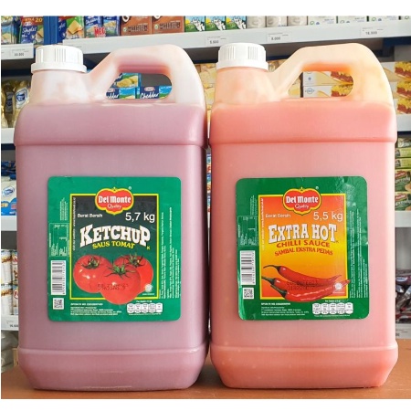 

RK60 Delmonte Saus Extra Hot Derigen 5,5Kg / Saus Tomat Jerigen 5,7Kg