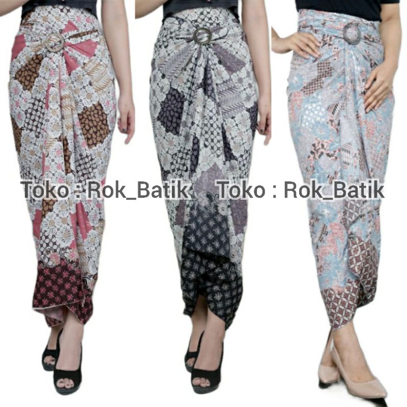 (50 Motif) Rok Lilit Batik Bawahan Kebaya Modern Rok Serut Batik Free Ring Kain Batik Floral Batik Couple Pasangan