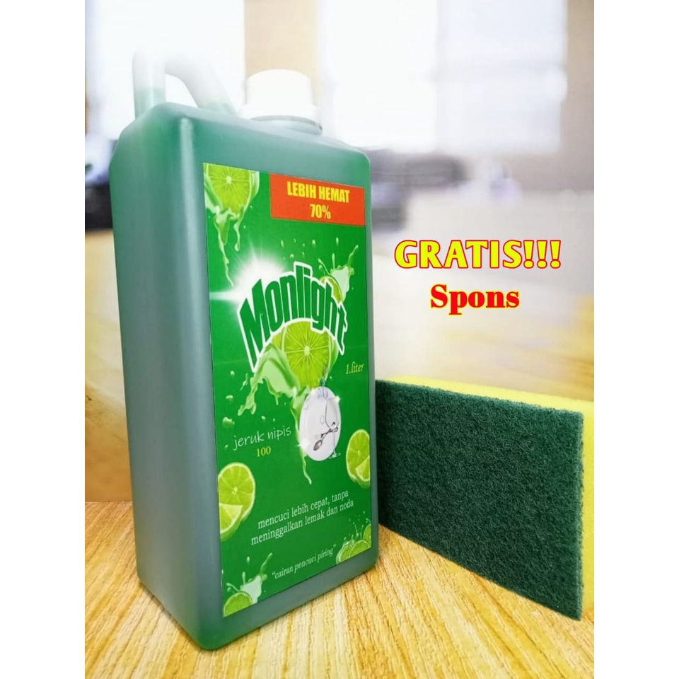 Jual Sabun Cuci Piring Monligh Liter Spon Cairan Cuci Piring Jeruk Nipis Extra Wangi