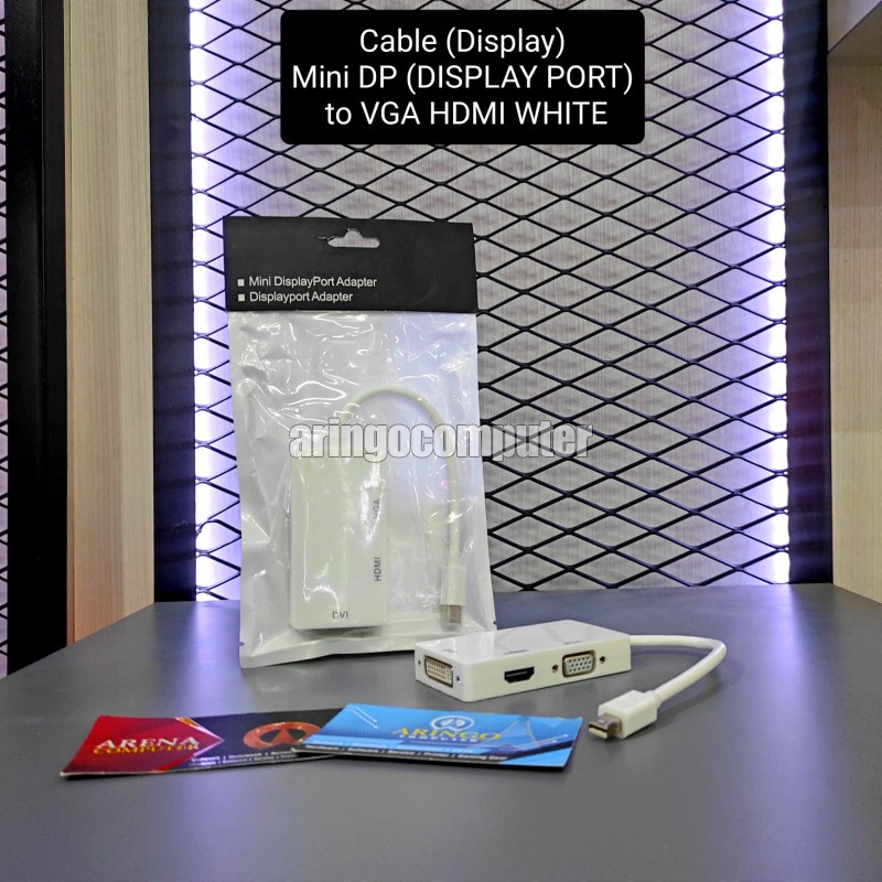 Cable (Display) General Mini DP (DISPLAY PORT) to VGA HDMI DVI WHITE