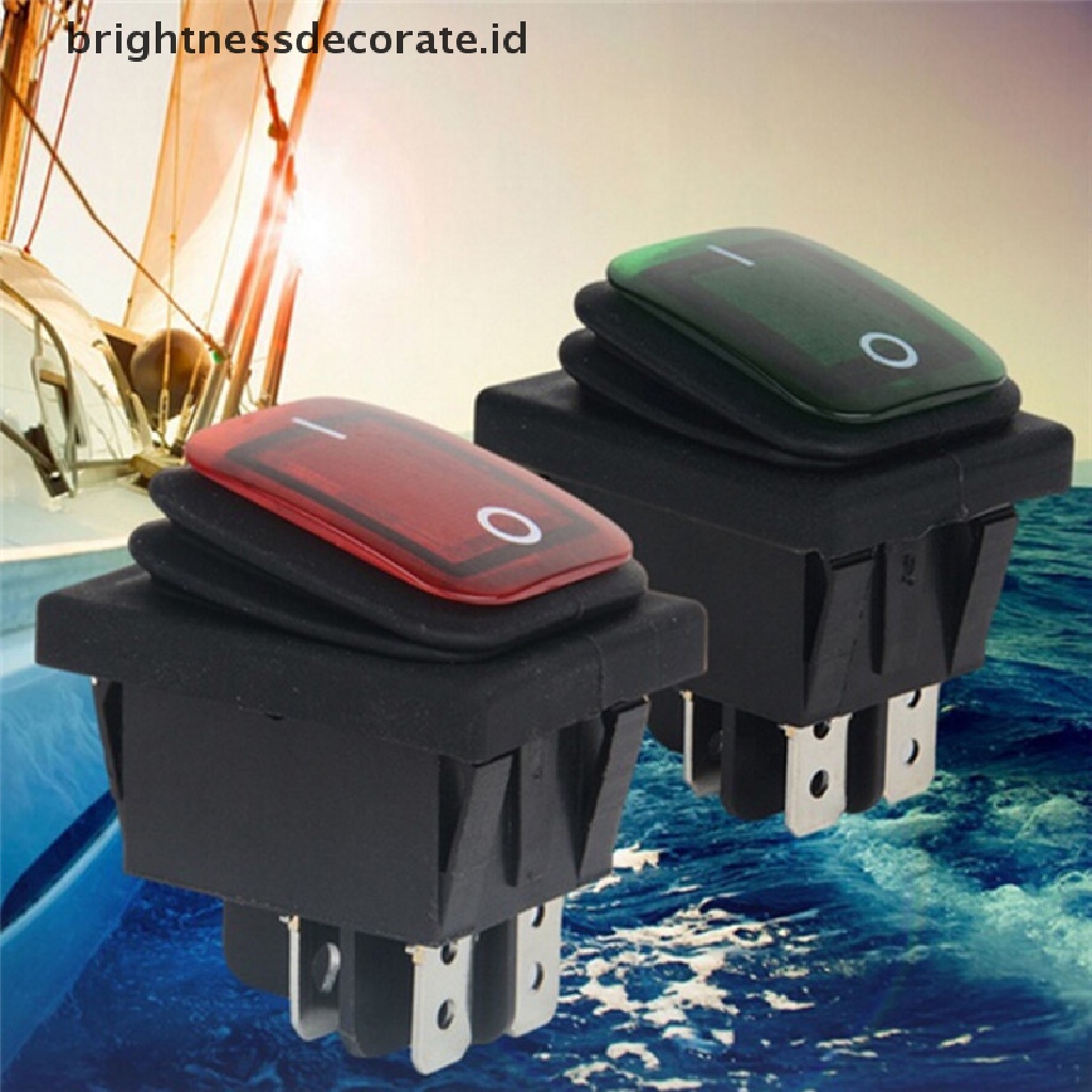 [Birth] Saklar Toggle Rocker LED 4pin 12V Anti Air Momentary Car Boat Marine On-off [ID]