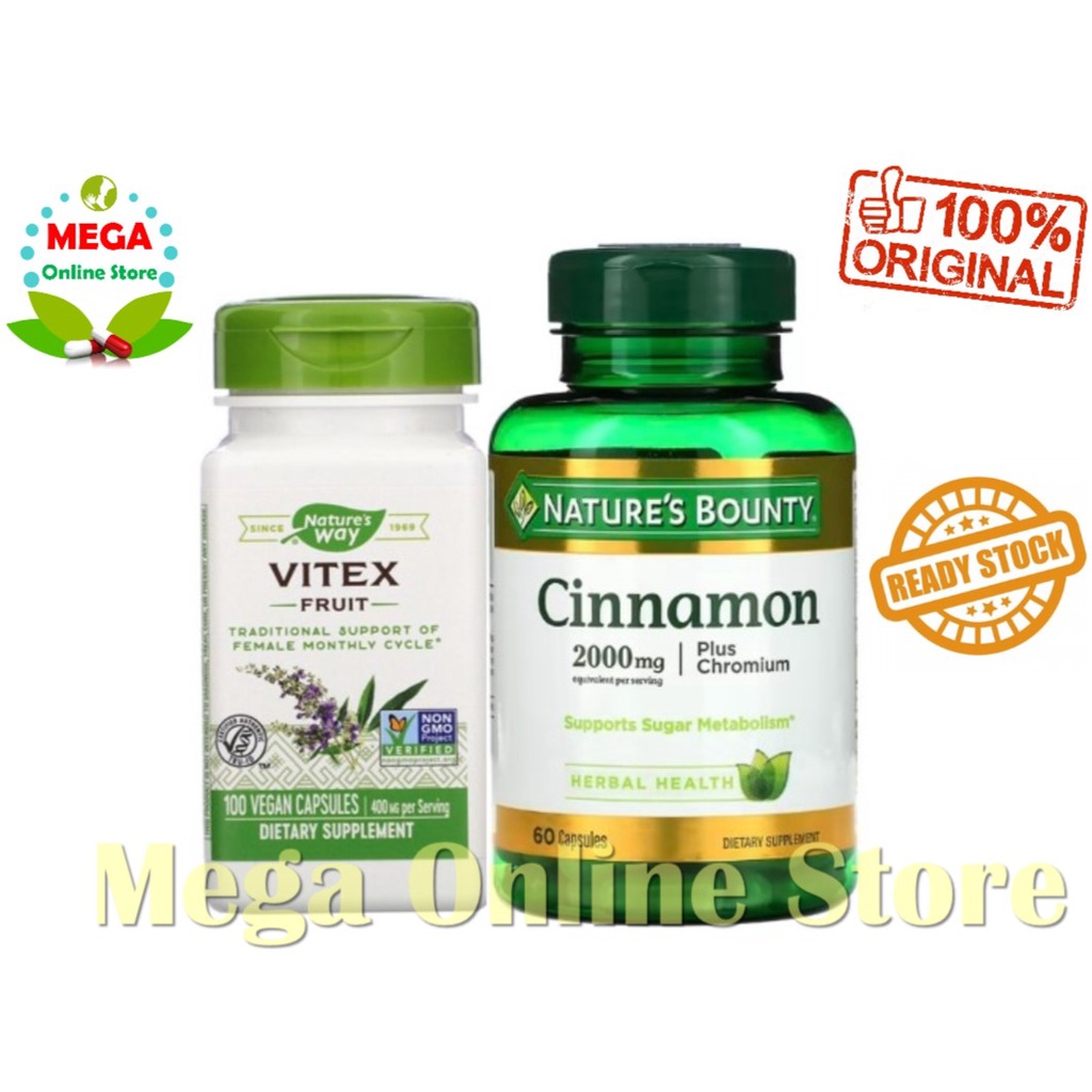 Paket Nature's Way Vitex + Nature's Bounty Cinnamon (untuk PCOS)