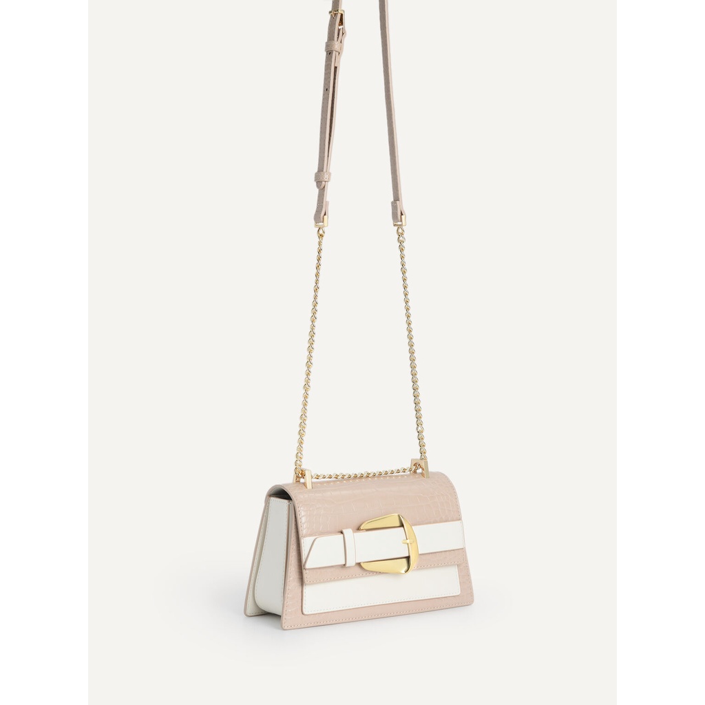 PEDRO BUCKLED CROC-EFFECT SHOULDER BAG - PW2-0043