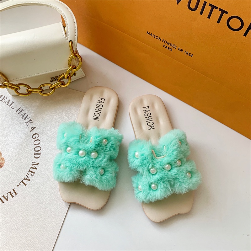 SANDAL SELOP ANAK PEREMPUAN MODEL  MUTIARA BULU  H   FASHION BEUTIFUL IMPORT