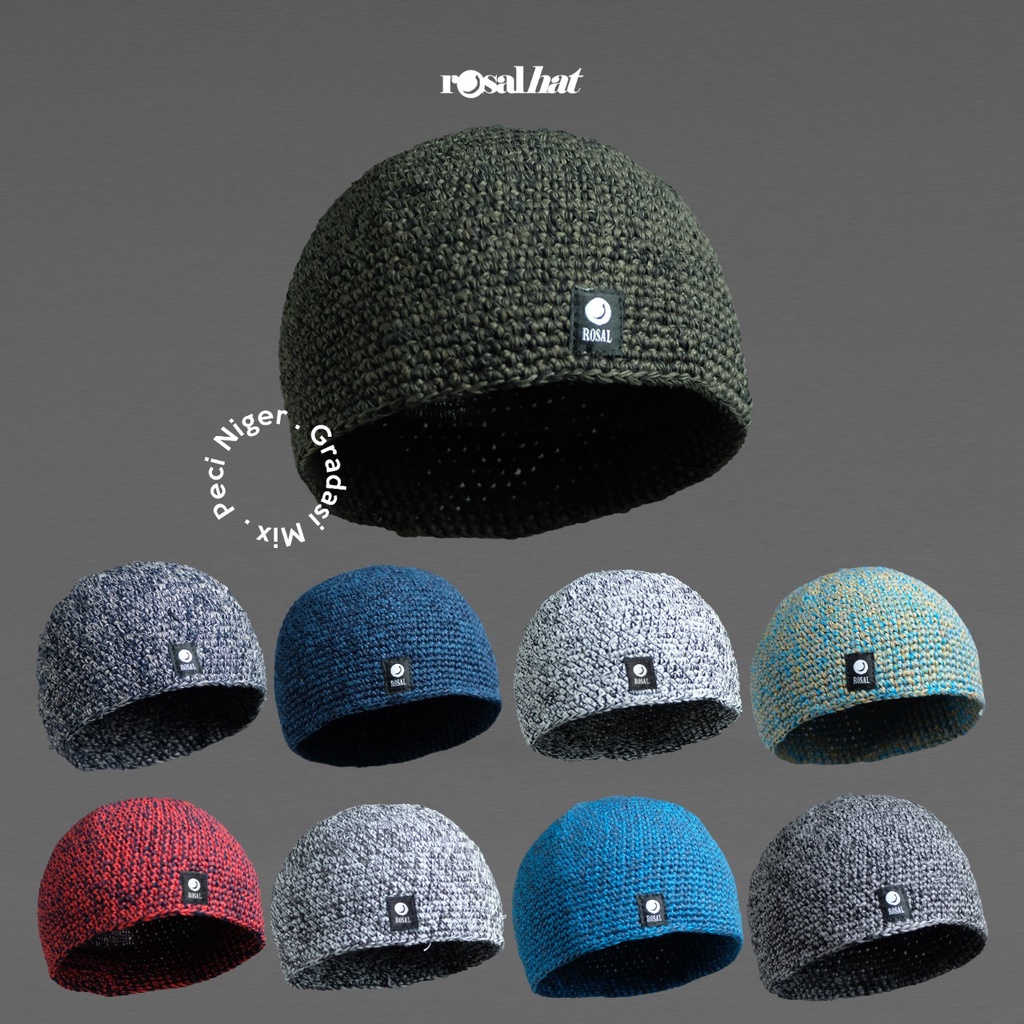 Peci Rajut Niger Gradasi/ Peci Rajut Gradasi/ Peci Rajut/ Peci Rajut Rosal/ Kupluk