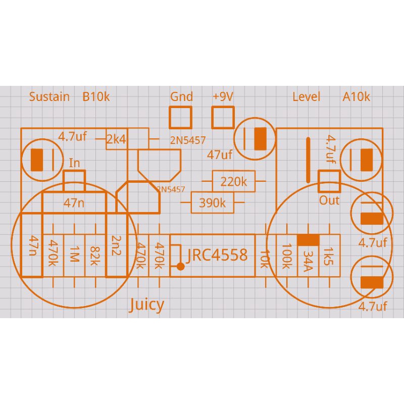 PCB EFEK GITAR JUICY COMPRESSOR