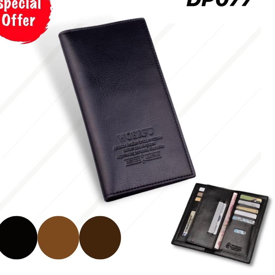 SIA239 DP077 WOERFU - DOMPET PANJANG  KULIT PRIA LIPAT TIPIS IMPORT MURAH GROSIR LONG WALLET COWOK +
