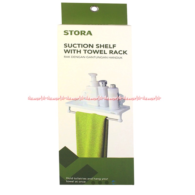 Stora Suction Shelf With Towel Rack Rak Sabun Mandi Cair Shampoo Dengan Gantungan Handuk Model Klep Tanpa Paku Baut Towelrack Plastic