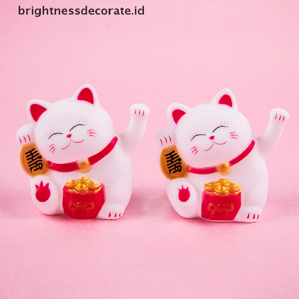 [Birth] Pvc waving cat fortune lucky cat Dekorasi Kue Hiasan Mobil Kunci Gesper Liontin [ID]