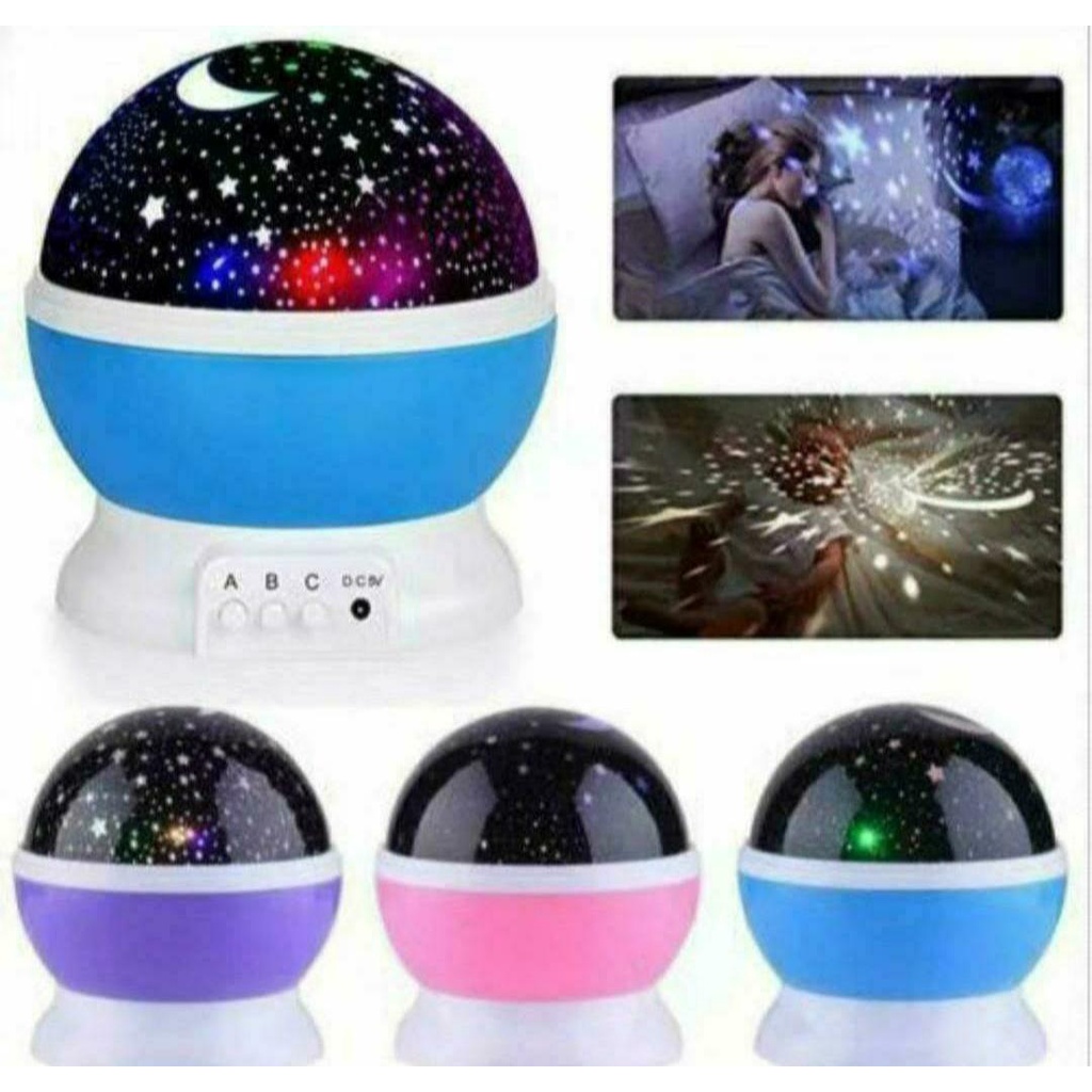 Lampu Tidur Hias Unik Dengan Model Proyektor Motif Bulan Bintang Sky Galaxy