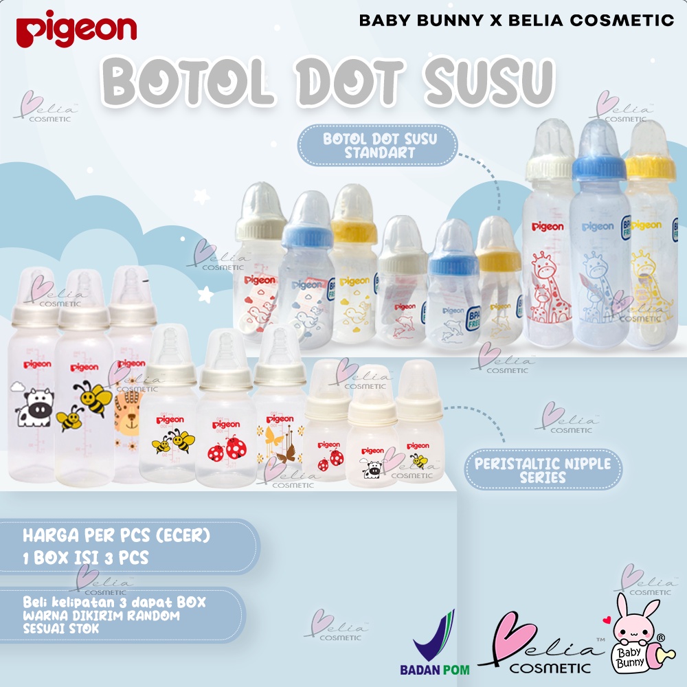 ❤ BELIA ❤ PIGEON BOTOL DOT SUSU SERIES | Peristaltic Nipple  PP RP Slim Type Standard | Botol Susu Bayi | Dot | Baby | 50ml | 120ml | 240ml ✔️BPOM