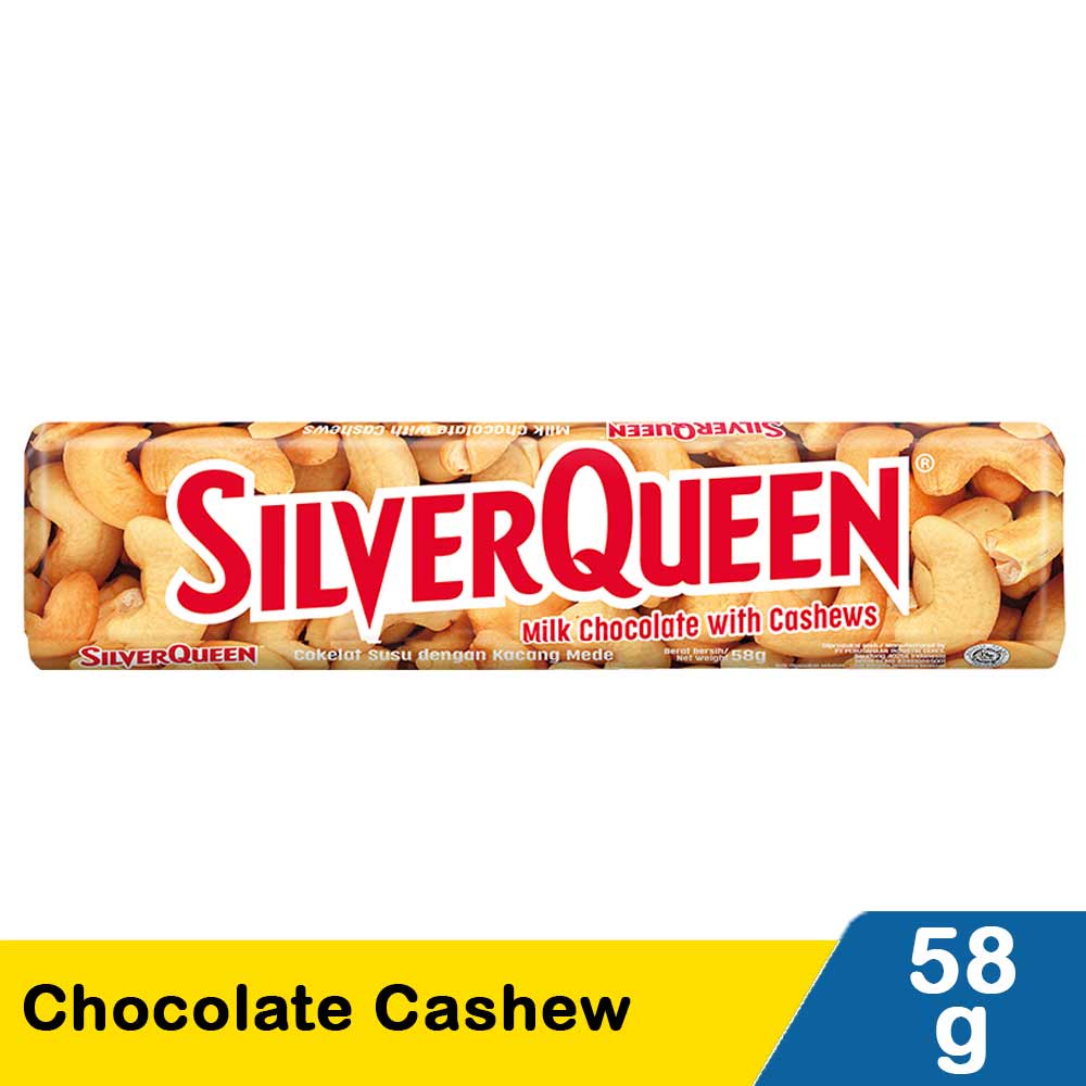 Silverqueen Cokelat Almond Cashew 58 Gram SNACK SILVERQUEEN MILK CHOCOLATE ORIGINAL