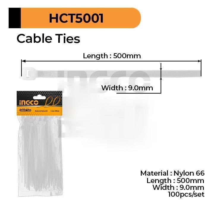 

Ingco HCT5001 100 Pcs Cable Ties 50cm Putih Ikat Kabel Tis Tie Nylon