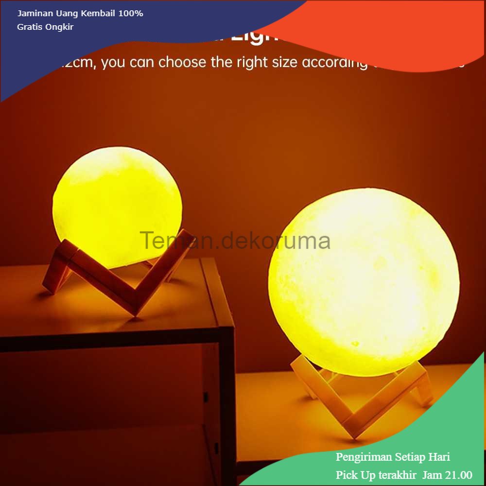 TD - LMP OUIO Lampu Tidur Bulan 3D Printed Moon Night Light 7 Color 1W 12cm - OU12