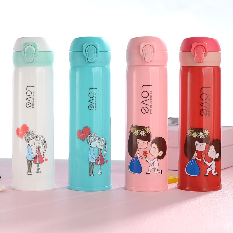 LALUGO BOTOL MINUM GELAS KACA 500ML BPA FREE MOTIF LOVE