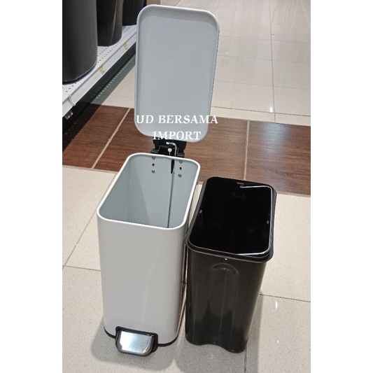 KRISBOW Tempat Sampah Stainless Slim Soft Close 5L/Pedal Bin - Putih