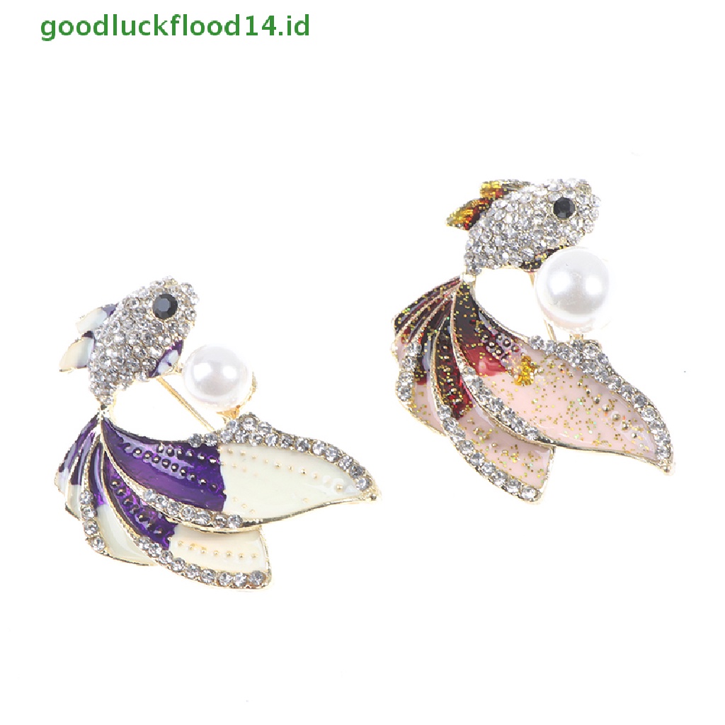 [GOOGFOUR] 1pc Kristal Berlian Imitasi Ikan Mas Bros Wanita Brooch Pin Aksesoris Pakaian [TOP]